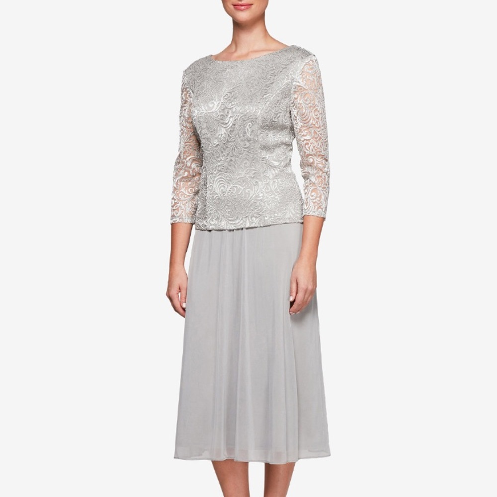 Alex Evenings Petite Embroidered Overlay Dress